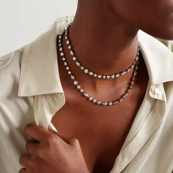 60ctw Multi-Cut White Sapphire Two Tone Necklace