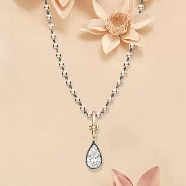 Antique 9ct Pear Cut White Sapphire Button Necklace