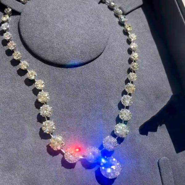 75ctw Round Cut White Sapphire Statement Necklace