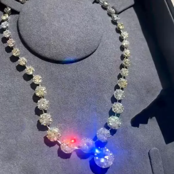75ctw Round Cut White Sapphire Statement Necklace