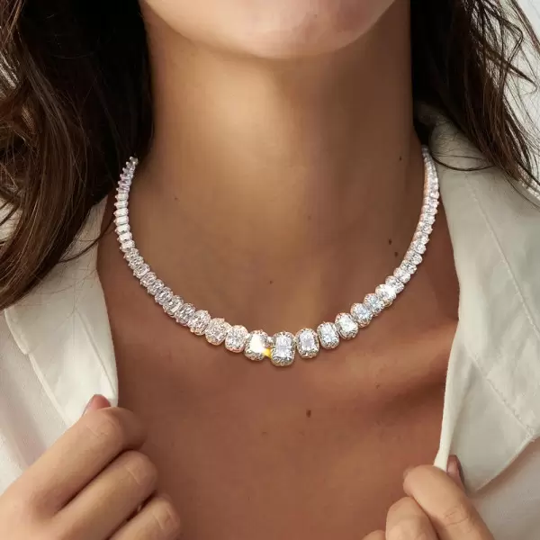 45ctw Cushion Cut White Sapphire Riviera Necklace