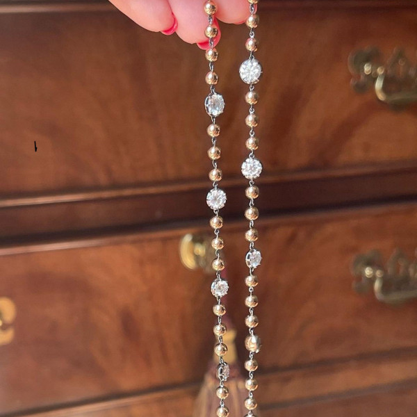 Round Cut Georgian Art Deco Ball Chain Necklace