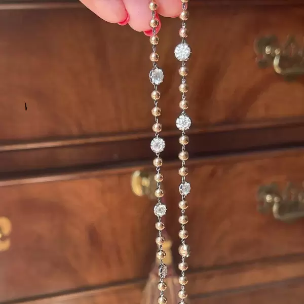 Round Cut Georgian Art Deco Ball Chain Necklace