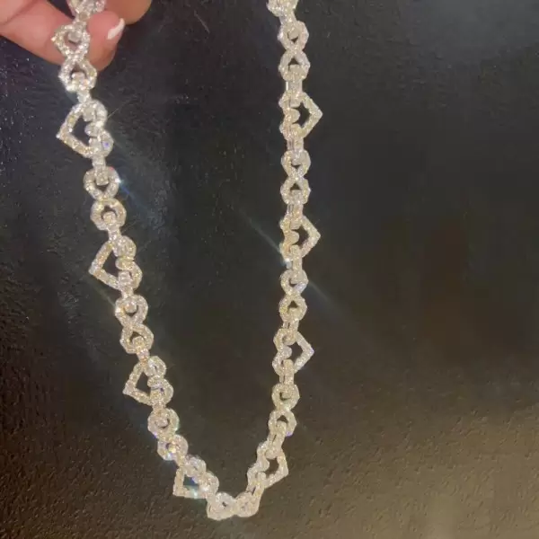 60ctw White Sapphire Paved Infinity Heart Statement Necklace