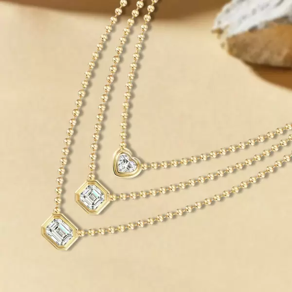 Double Bubble Bezel Pendant Ball Chain Everyday Necklace