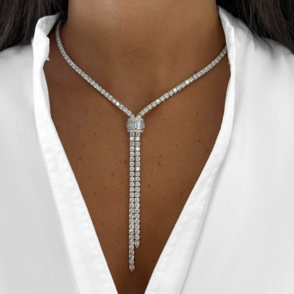 36ctw Round Cut Bolo Statement Necklace