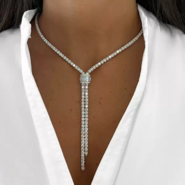 36ctw Round Cut Bolo Statement Necklace