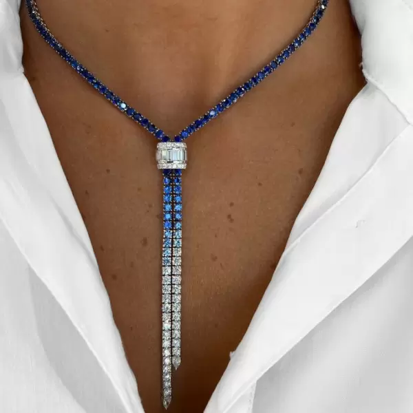 36ctw Round Cut Bolo Statement Necklace