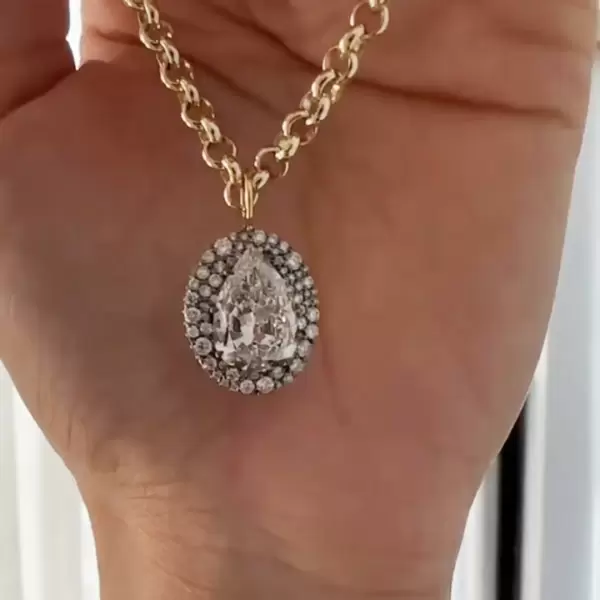 5.7ct Pear Cut White Sapphire Chain Link Necklace