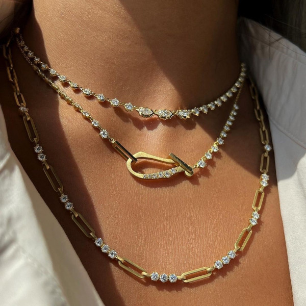 20ctw Round Cut Paperclip Link Chain Necklace