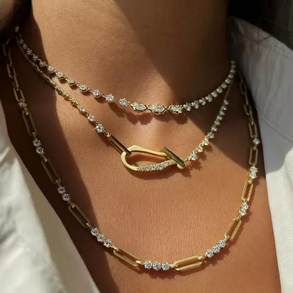20ctw Round Cut Paperclip Link Chain Necklace