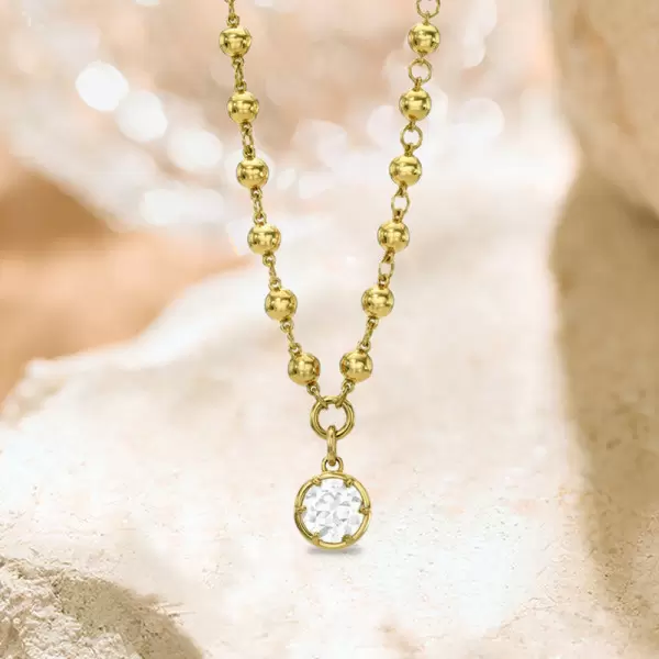 3.8ct Round Cut Pendant Bead Chain Necklace