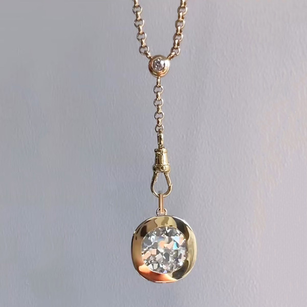 6.8ct Bezel Set Cushion-Shaped Pendant Necklace