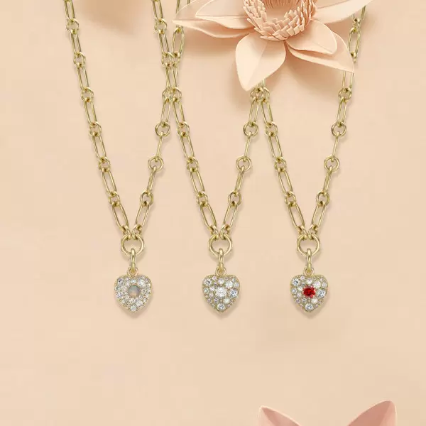 5ctw Multicolor Sapphire Chain Link Love Heart Necklace