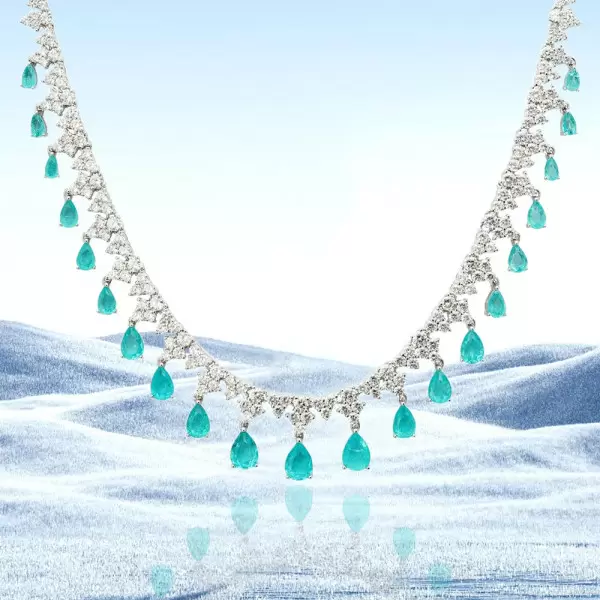 48ctw Pear Cut Paraiba Fringe Statement Necklace