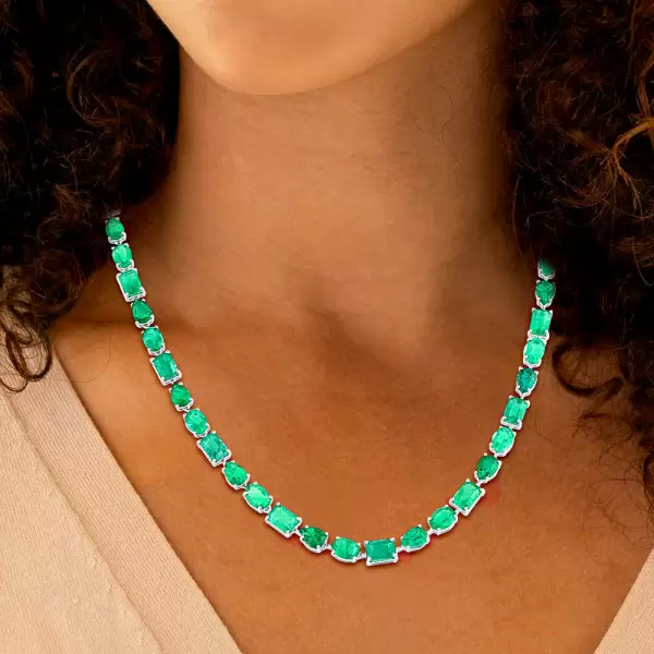 35ctw Multi-cut Emerald Statement Necklace
