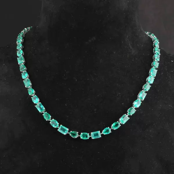 35ctw Multi-cut Emerald Statement Necklace