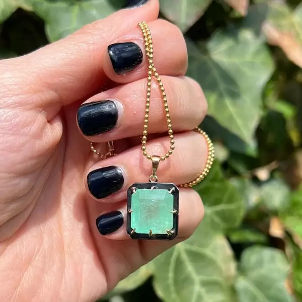 9.5ct Asscher Cut Emerald Vintage Pendant Necklace