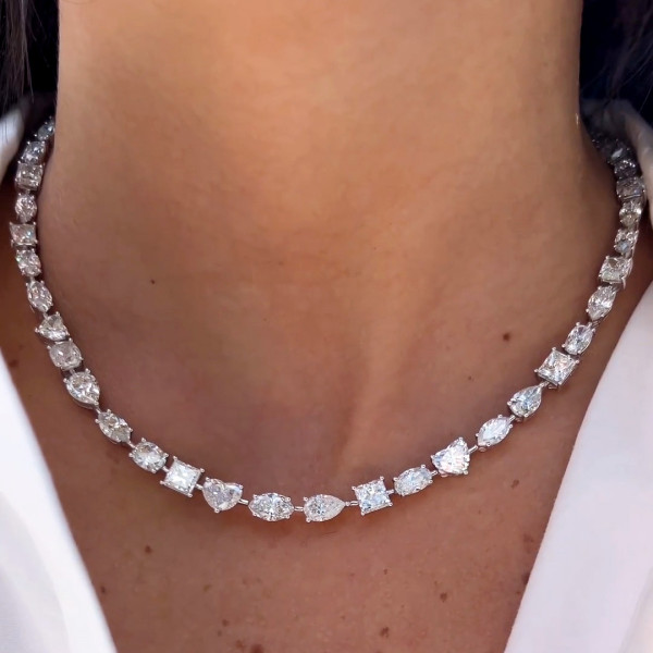 22ctw Multi-cut White Sapphire Statement Necklace