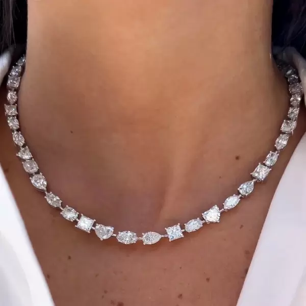22ctw Multi-cut White Sapphire Statement Necklace