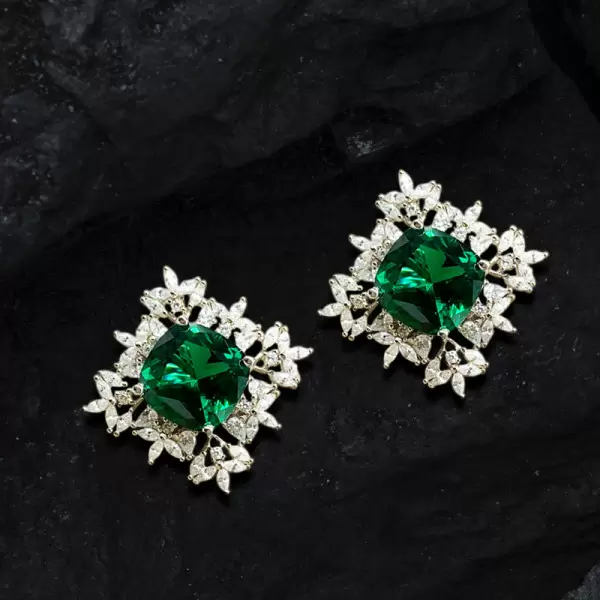 11.5ctw Cushion Cut Emerald Stud Earrings