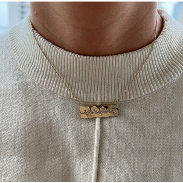 "You're My Heart" Heartbeat Horizontal Bar Necklace