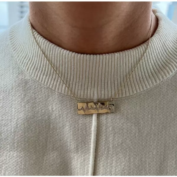 "You're My Heart" Heartbeat Horizontal Bar Necklace