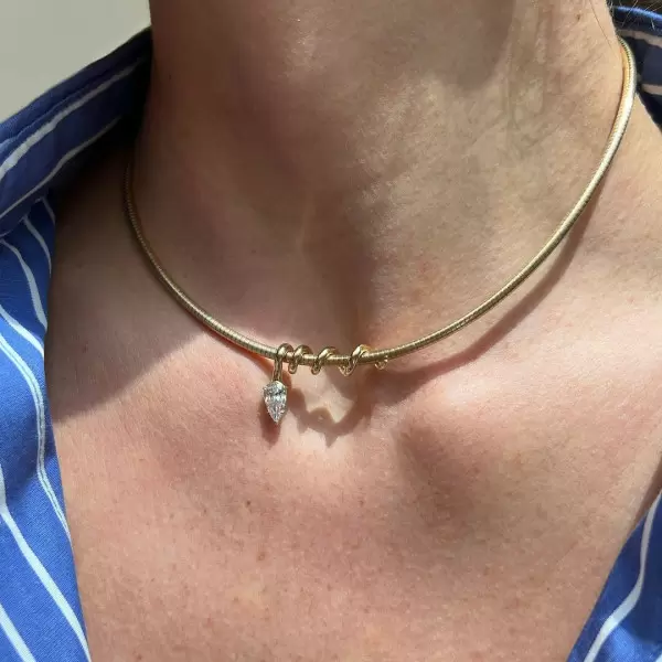 3ct Pear Cut White Sapphire Collar Necklace