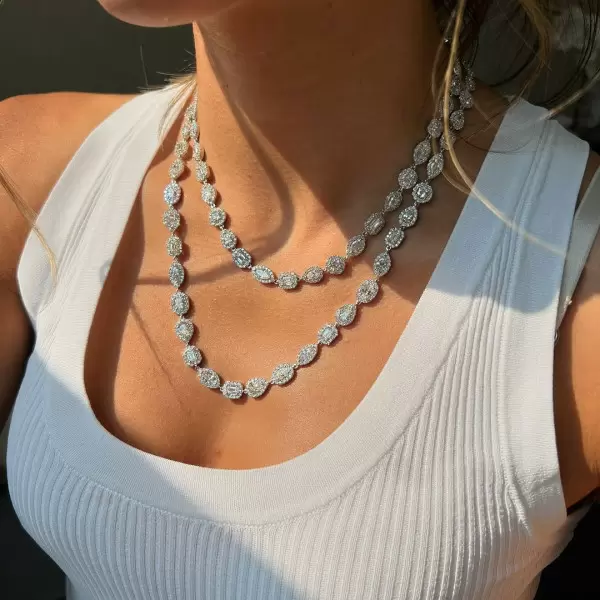 60ctw Multi-cut White Sapphire Statement Necklace
