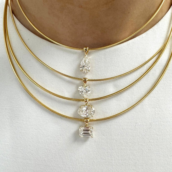3ct Multi-cut Omega Chain Simple Everyday Necklace