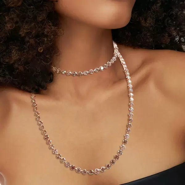 90ctw Champagne Sapphire Rose Gold Tone Statement Necklace