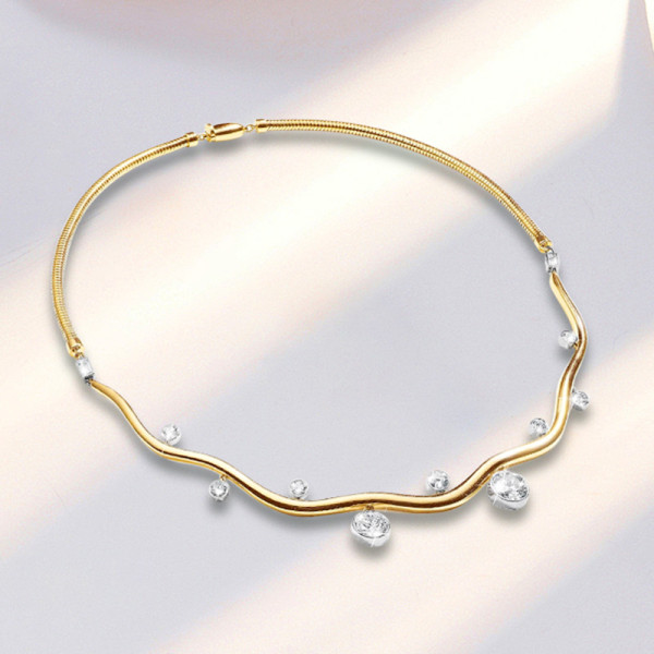 8ctw Round Cut Wave Modern Torque Necklace