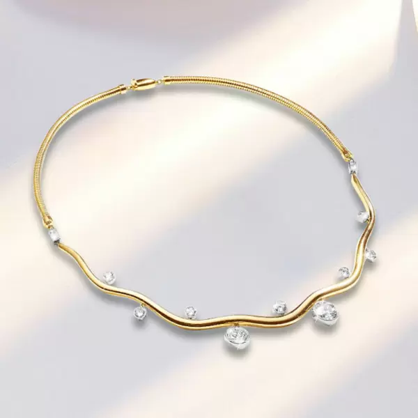 8ctw Round Cut Wave Modern Torque Necklace