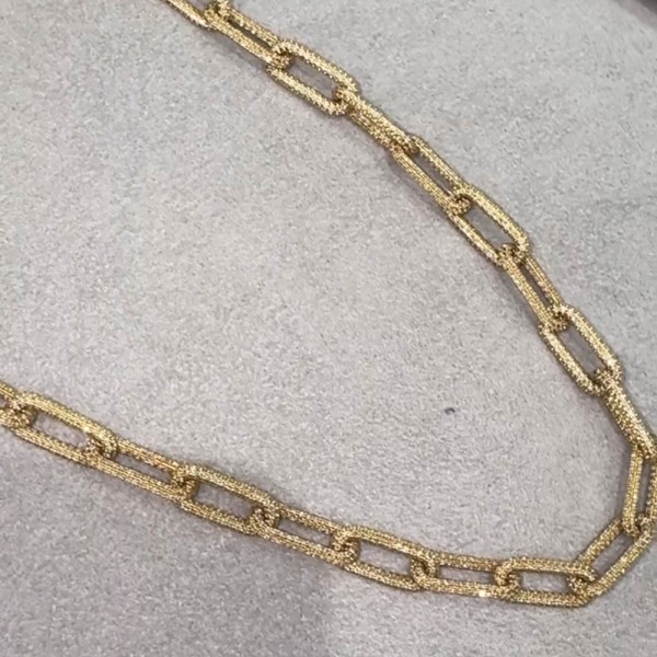 30ctw White Sapphire Paved Paperclip Chain Necklace