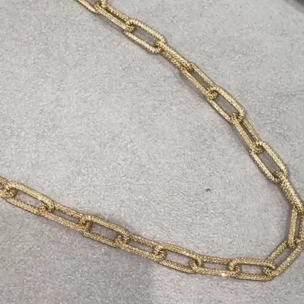 30ctw White Sapphire Paved Paperclip Chain Necklace