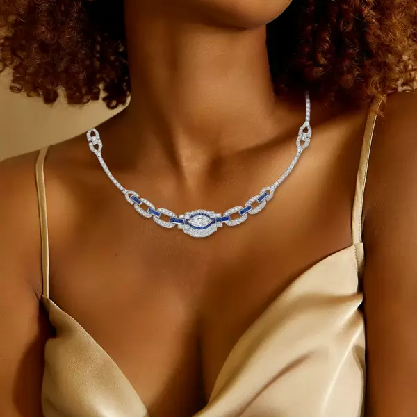 30ctw Marquise Cut Art-deco Vintage Statement Necklace