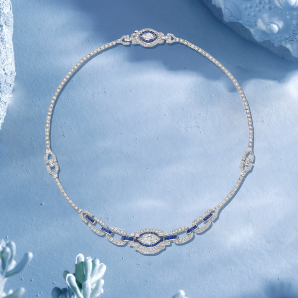30ctw Marquise Cut Art-deco Vintage Statement Necklace