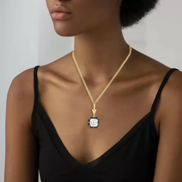 5.6ct Asscher Cut Two Tone Pendant Necklace