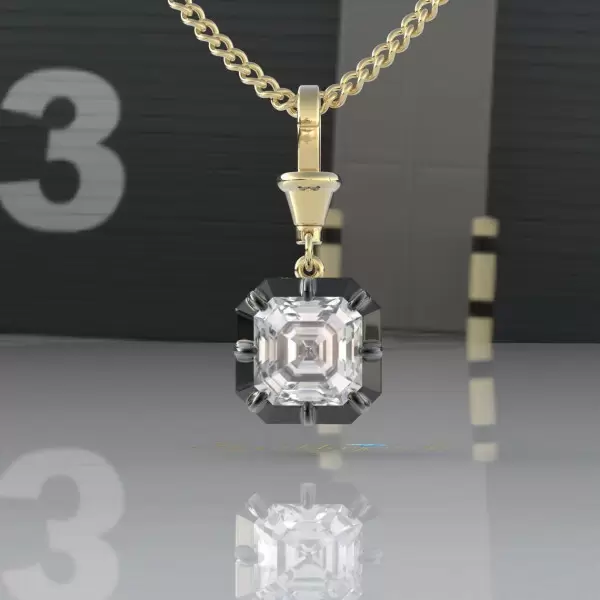 5.6ct Asscher Cut Two Tone Pendant Necklace