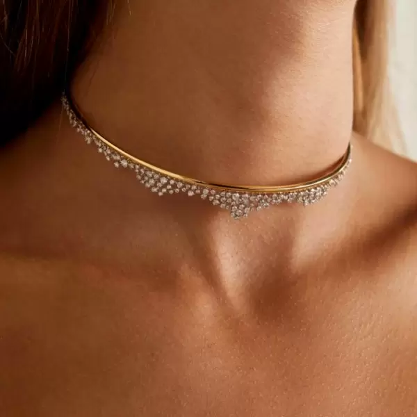 4ctw White Sapphire Clustered Choker Necklace