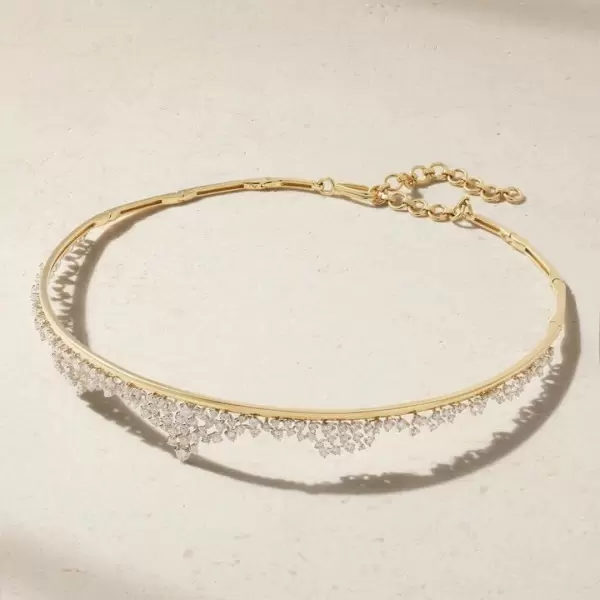 4ctw White Sapphire Clustered Choker Necklace