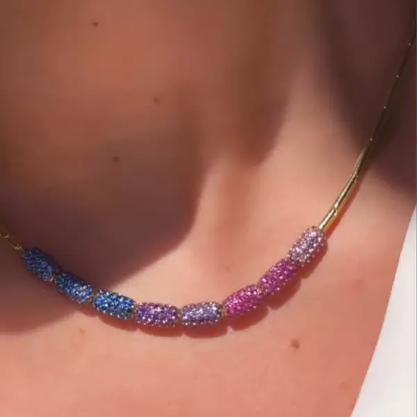12ctw Multicolor Sapphire Paved Bead Necklace