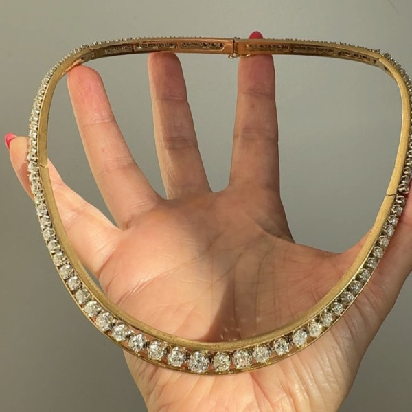 14ctw Round Cut Matte Vintage Collar Necklace