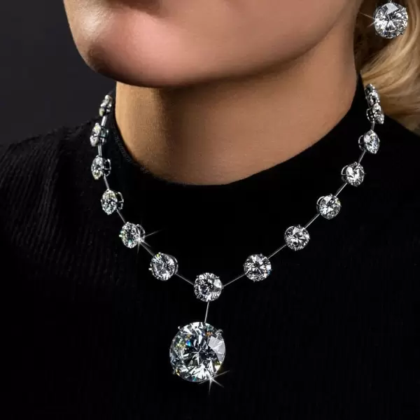 120ctw Round Cut White Sapphire Statement Necklace