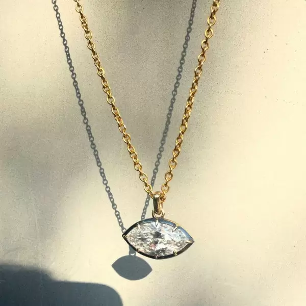 6ct Horizontally Set Marquise Cut Vintage Pendant Necklace
