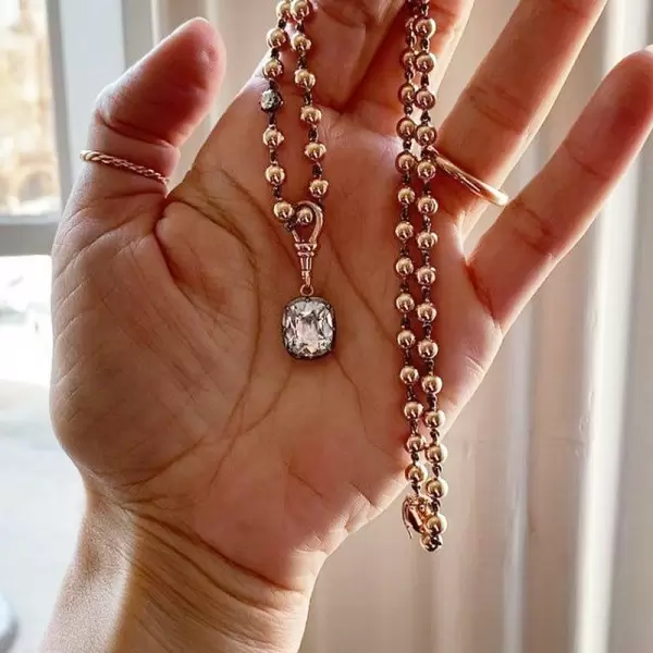 5ct Cuhsion Cut White Sapphire Ball Chain Necklace
