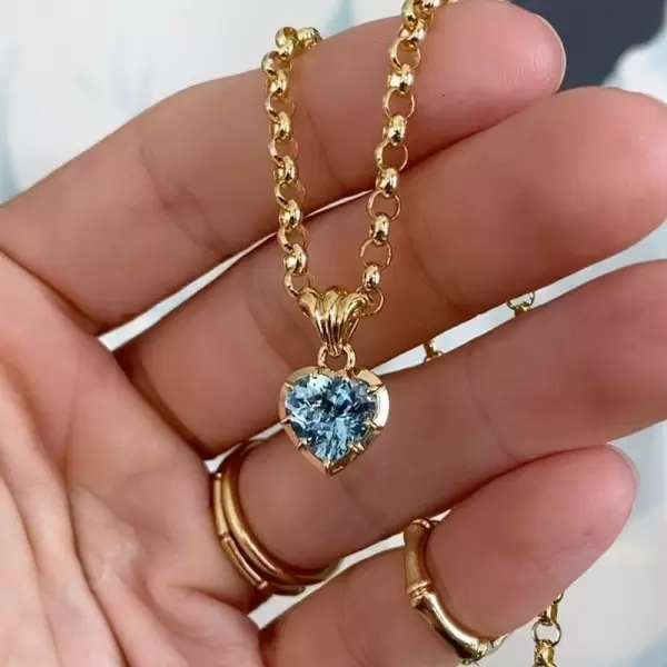 3ct Cushion Cut Aquamarine Pendant Necklace