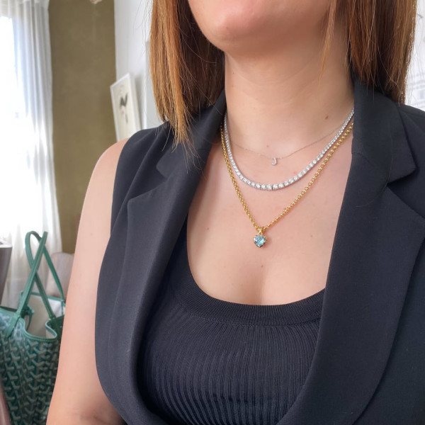 3ct Cushion Cut Aquamarine Pendant Necklace