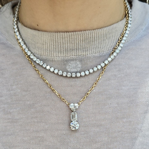 6ctw Multi-cut White Sapphire Simple Pendant Necklace