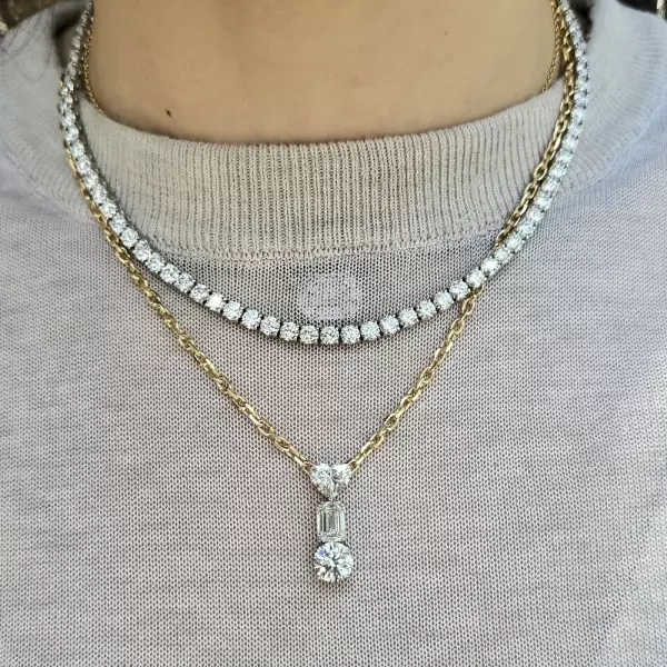 6ctw Multi-cut White Sapphire Simple Pendant Necklace